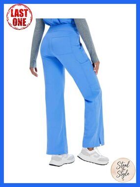 4-Way Stretch Straight Leg Scrub Pants Mid Rise 5-Pocket Nursing Yoga
